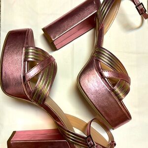 Shu Shop pink Metallic platforms 8.5